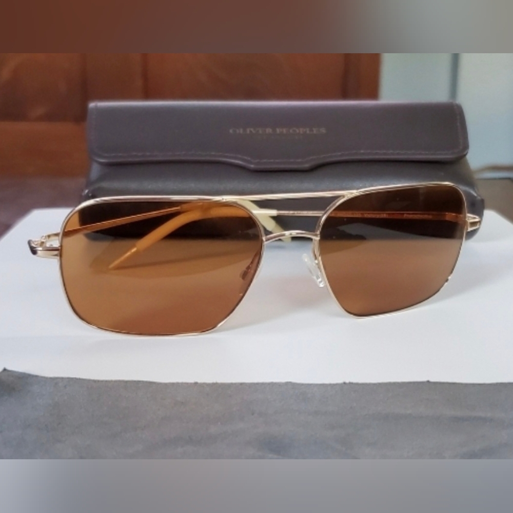 Oliver Peoples Victory (58) Sunglasses Gold/Cognac Lens Burn Notice & Brad Pitt